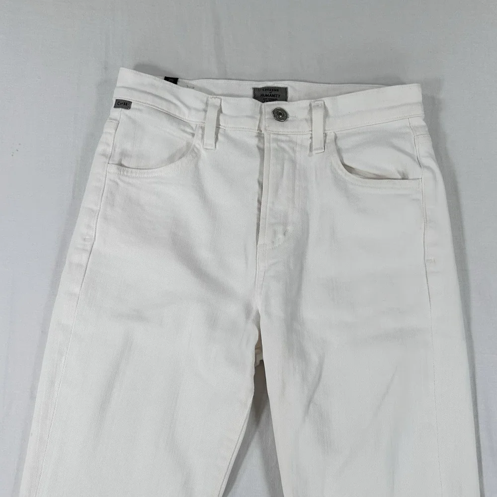 COH Citizens of Humanity Drew Flounce Flared Cropped White Jeans 25 High Rise - Picture 2 of 12